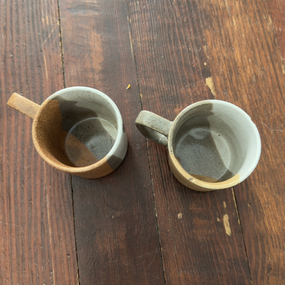 Vintage Textured Stoneware Coffee Mugs Tea Cups Otigari-style Set of 2 - Picture 4 of 6